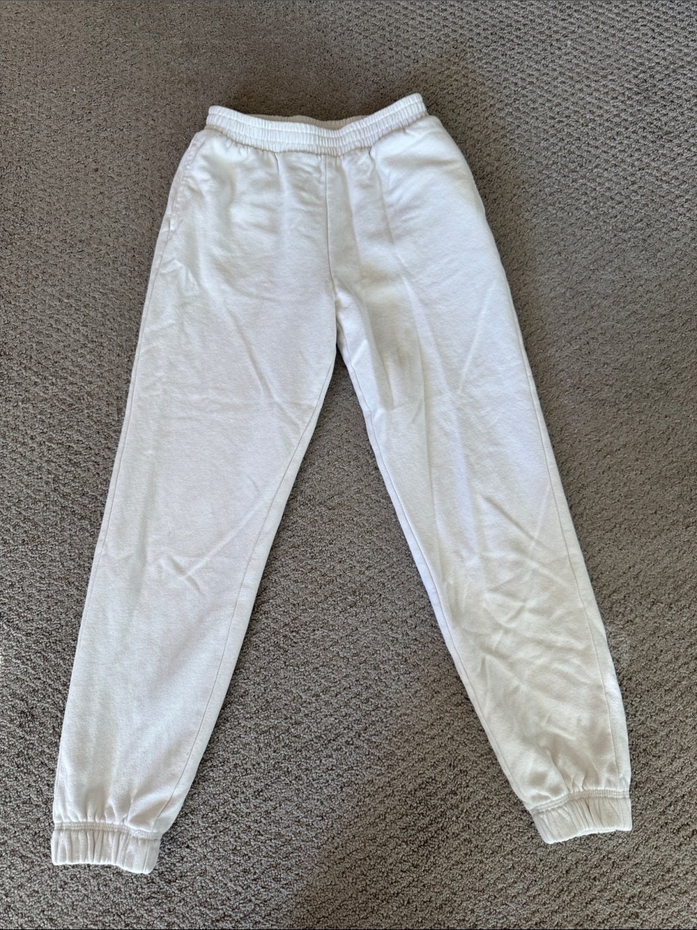 Kids large,  White cotton Jogger Pants - Comfortable Everyday Bottoms